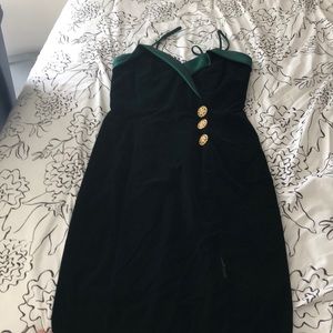 Vintage emerald velvet satin dress.